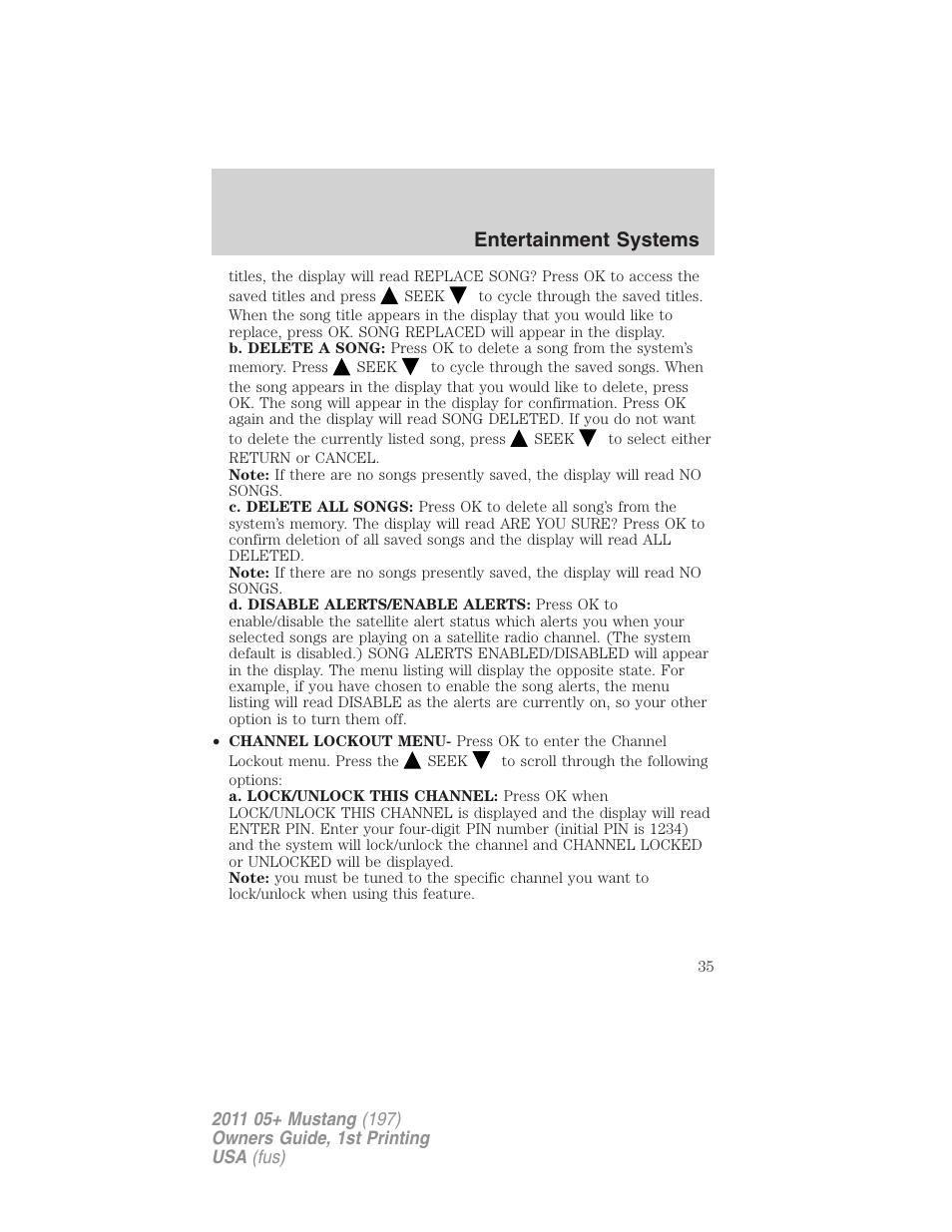 Entertainment systems | FORD 2011 Mustang v.1 User Manual | Page 35 / 348