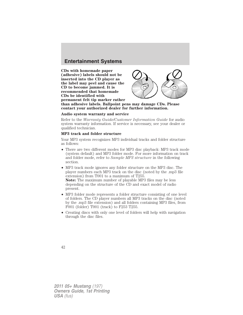 Entertainment systems | FORD 2011 Mustang v.1 User Manual | Page 42 / 348