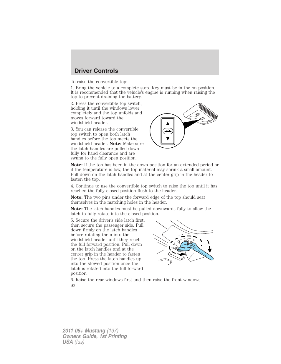 Driver controls | FORD 2011 Mustang v.1 User Manual | Page 92 / 348