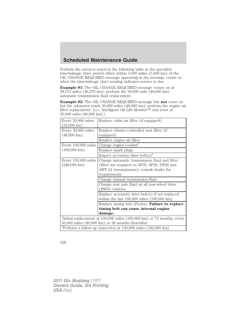 Scheduled maintenance guide | FORD 2011 Mustang v.3 User Manual | Page 328 / 346
