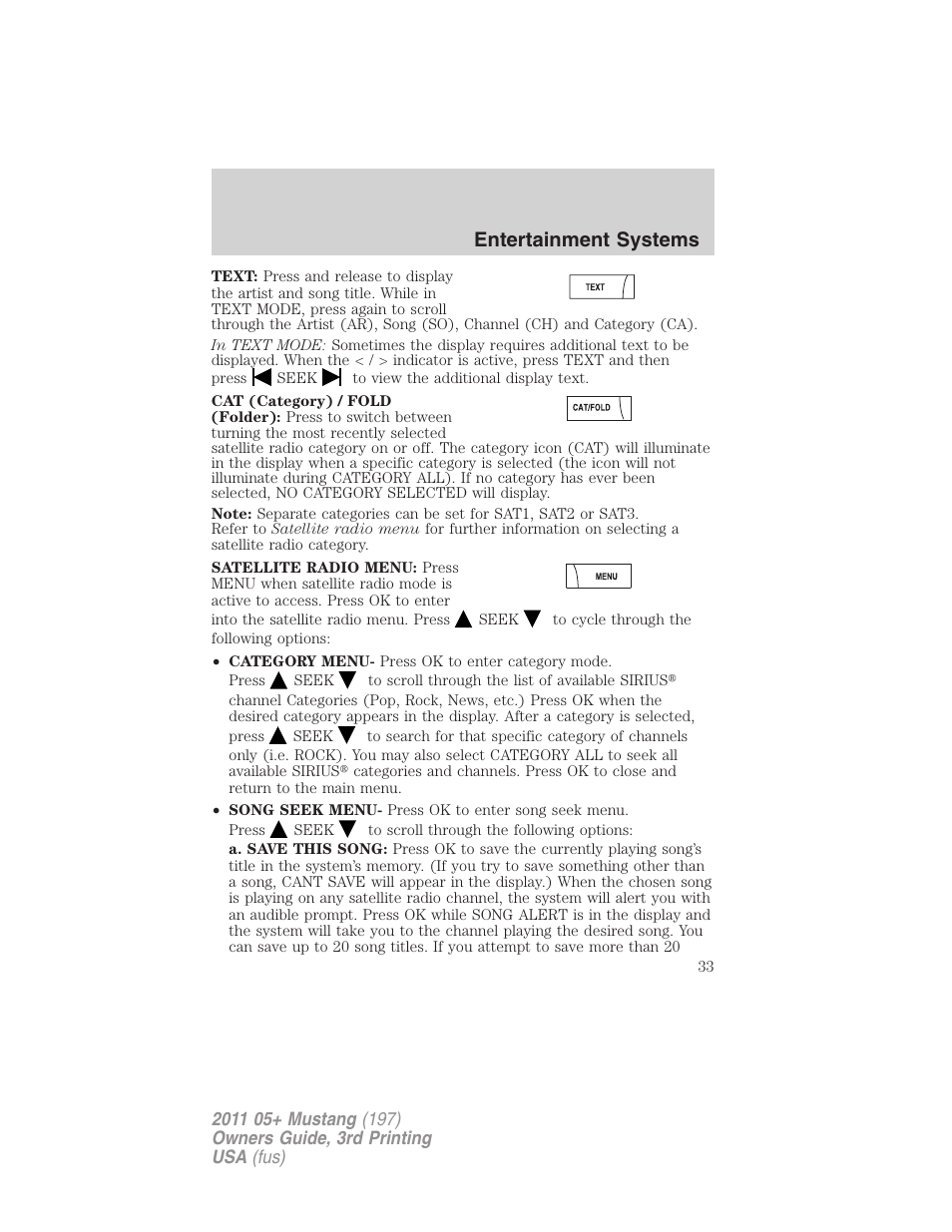 Entertainment systems | FORD 2011 Mustang v.3 User Manual | Page 33 / 346