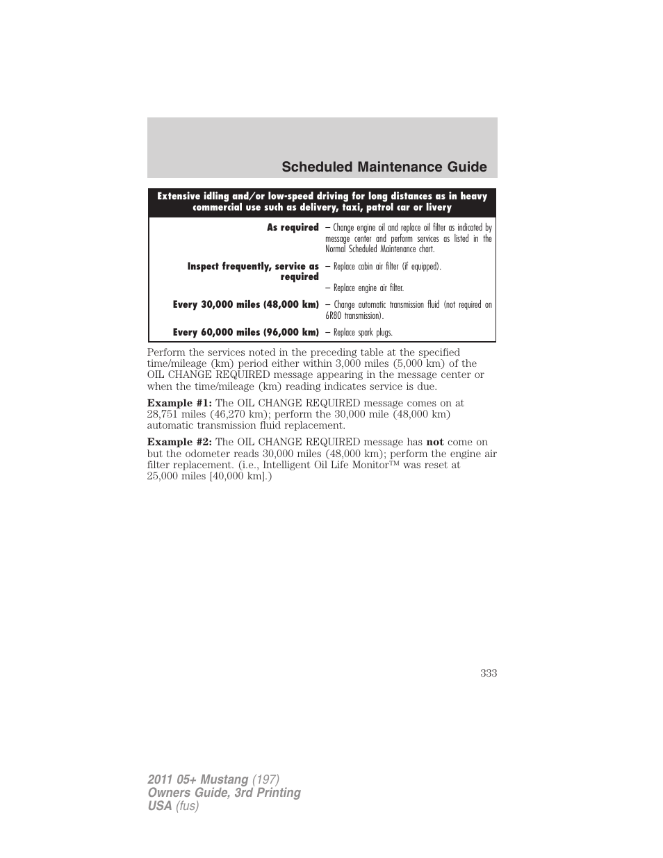 Scheduled maintenance guide | FORD 2011 Mustang v.3 User Manual | Page 333 / 346