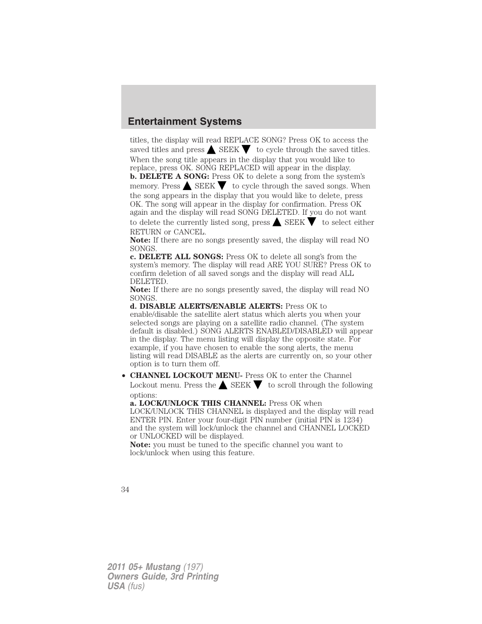 Entertainment systems | FORD 2011 Mustang v.3 User Manual | Page 34 / 346
