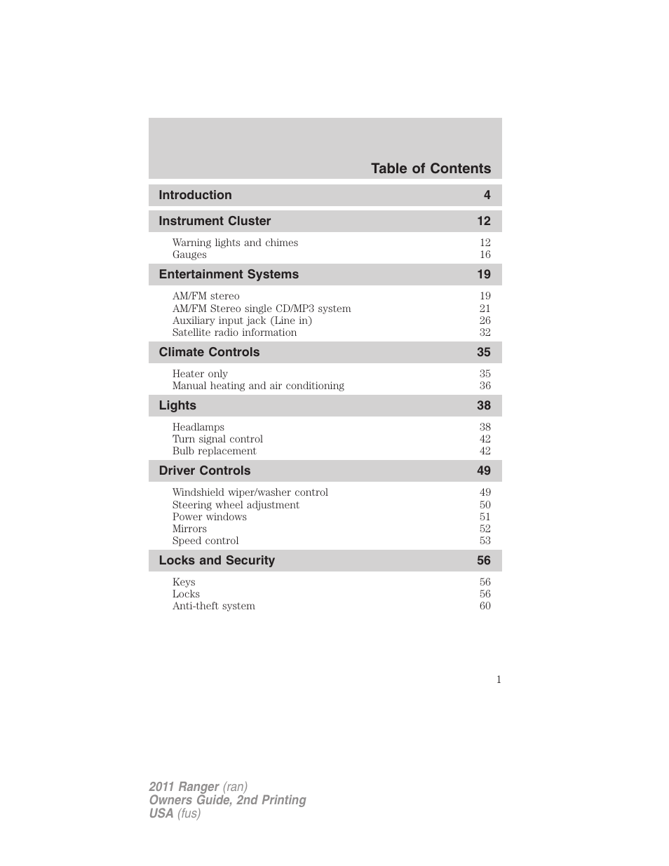 FORD 2011 Ranger v.2 User Manual | 303 pages
