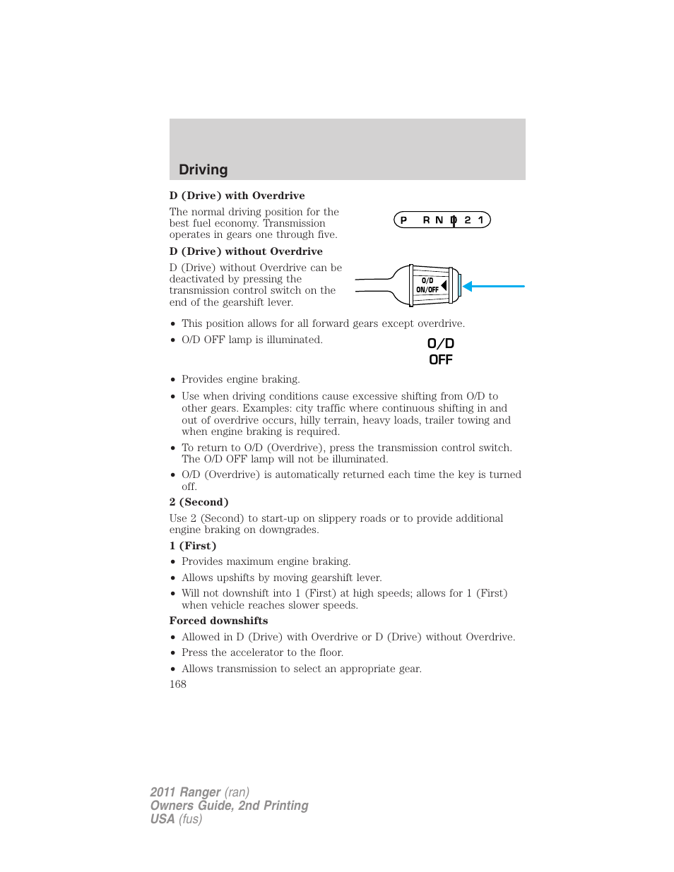 Driving | FORD 2011 Ranger v.2 User Manual | Page 168 / 303