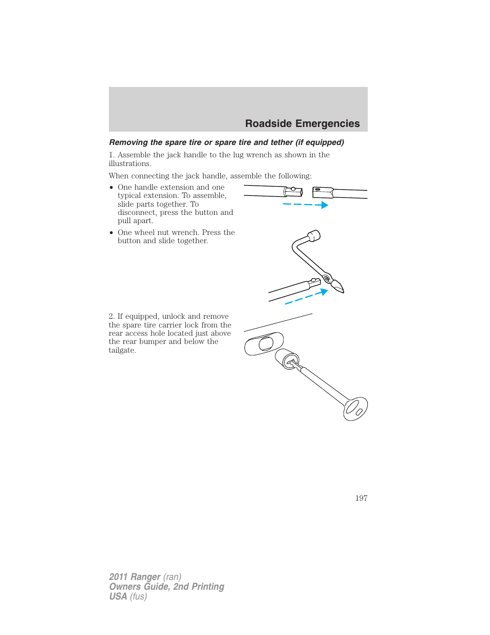 Roadside emergencies | FORD 2011 Ranger v.2 User Manual | Page 197 / 303