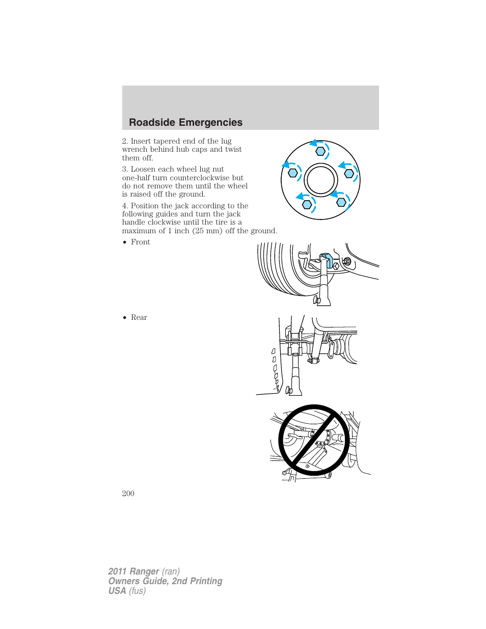 Roadside emergencies | FORD 2011 Ranger v.2 User Manual | Page 200 / 303