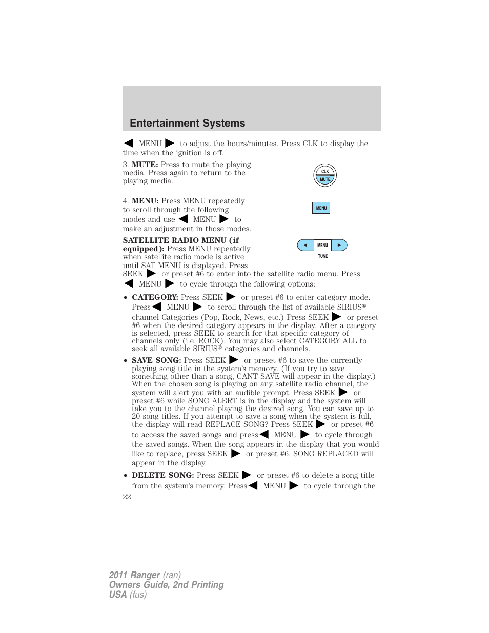 Entertainment systems | FORD 2011 Ranger v.2 User Manual | Page 22 / 303