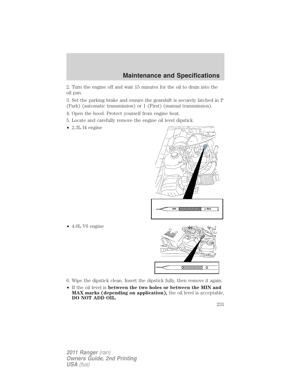 Maintenance and specifications | FORD 2011 Ranger v.2 User Manual | Page 231 / 303