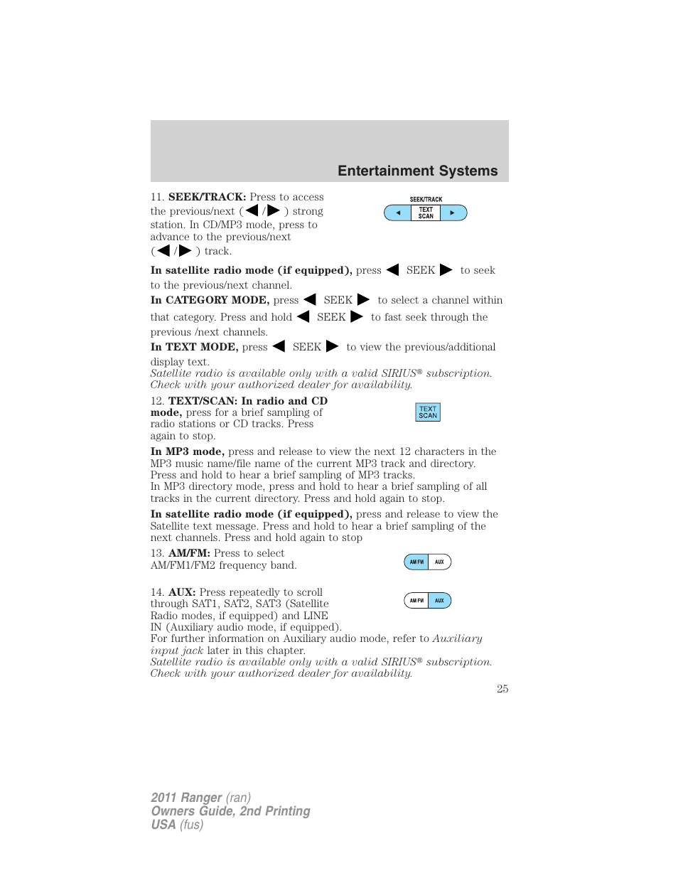 Entertainment systems | FORD 2011 Ranger v.2 User Manual | Page 25 / 303