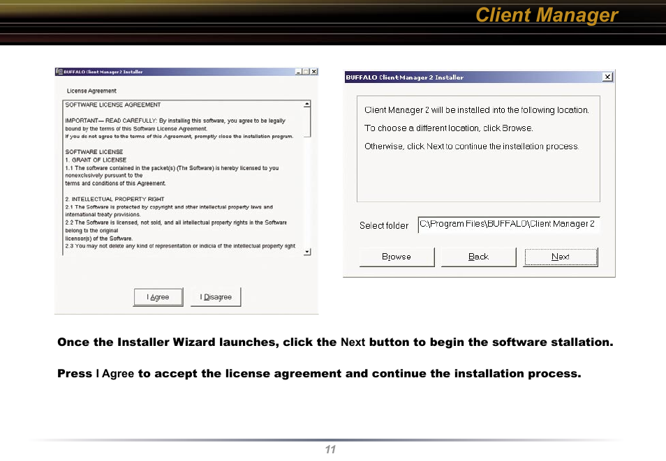 Client manager | Buffalo Technology WLI-U2-KG54 User Manual | Page 11 / 39