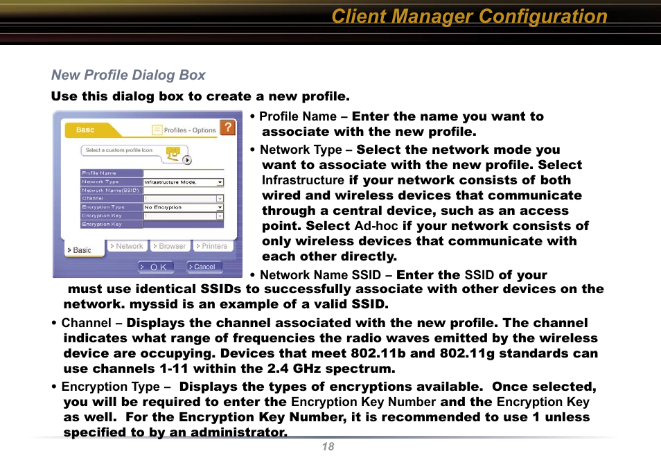 Client manager conﬁguration | Buffalo Technology WLI-U2-KG54 User Manual | Page 18 / 39