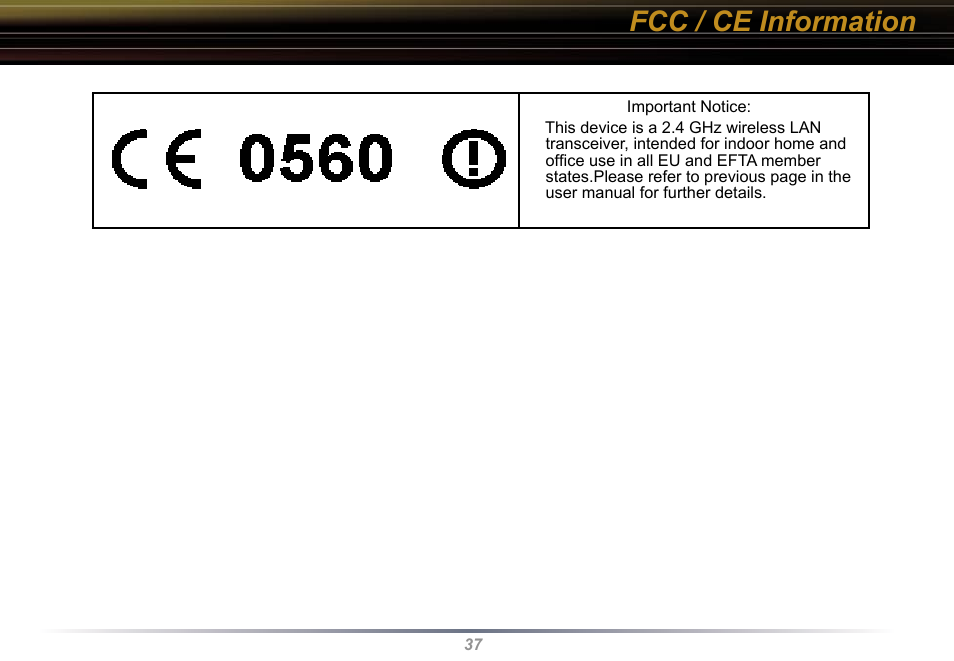 Fcc / ce information | Buffalo Technology WLI-U2-KG54 User Manual | Page 37 / 39