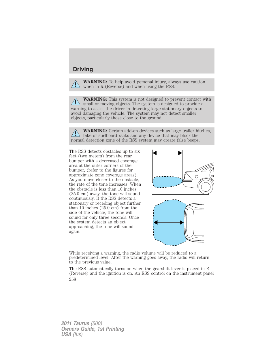 Driving | FORD 2011 Taurus v.1 User Manual | Page 258 / 406