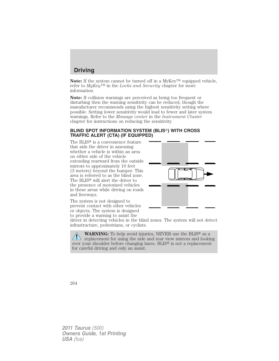 Driving | FORD 2011 Taurus v.1 User Manual | Page 264 / 406