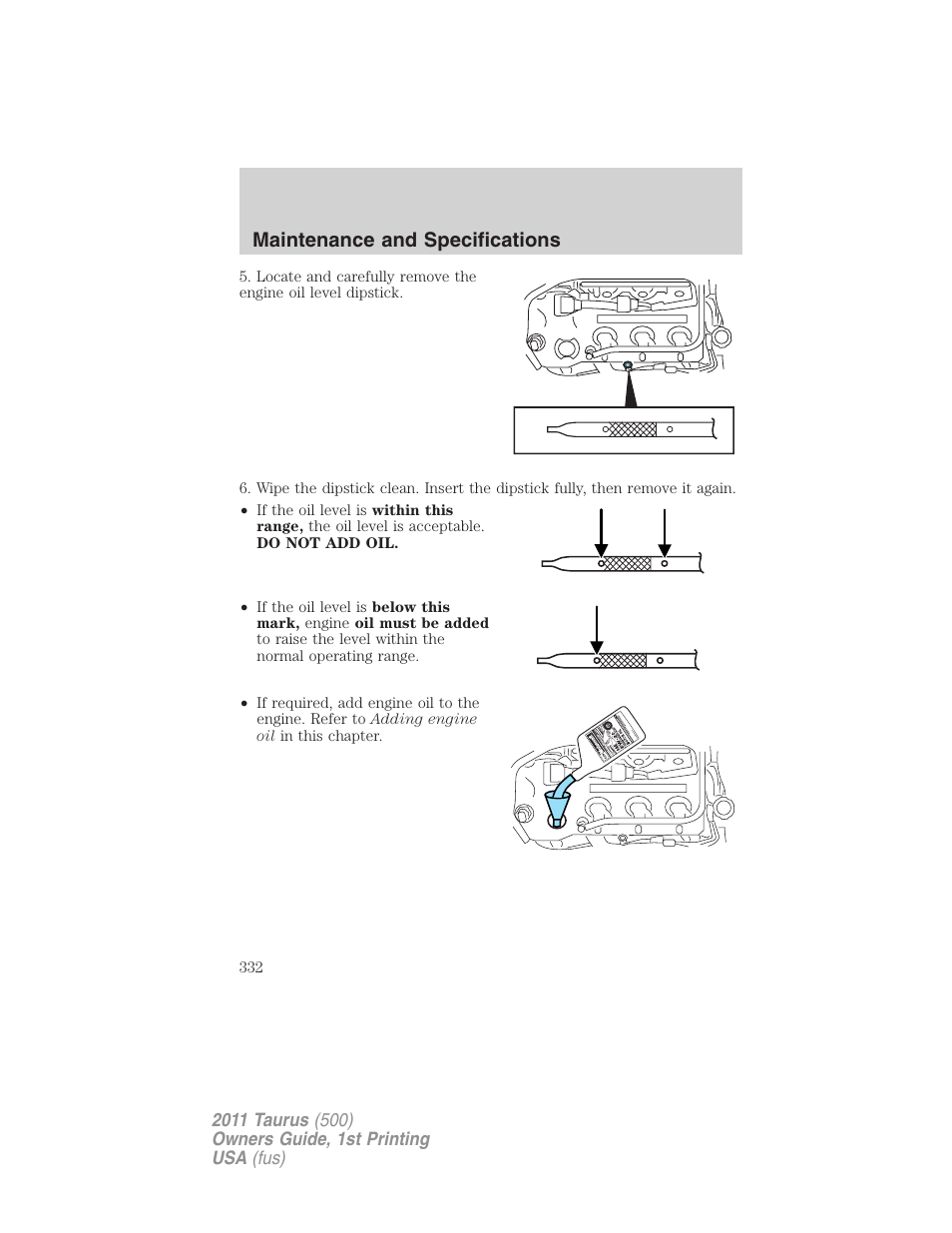 Maintenance and specifications | FORD 2011 Taurus v.1 User Manual | Page 332 / 406