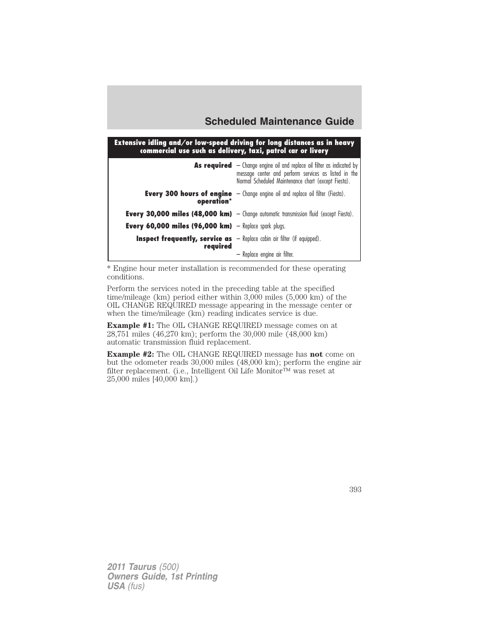 Scheduled maintenance guide | FORD 2011 Taurus v.1 User Manual | Page 393 / 406