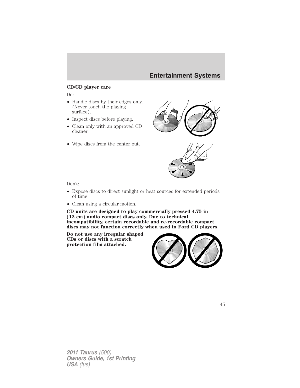 Entertainment systems | FORD 2011 Taurus v.1 User Manual | Page 45 / 406