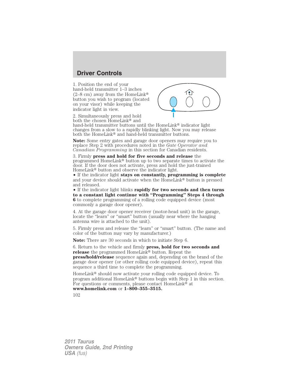 Driver controls | FORD 2011 Taurus v.2 User Manual | Page 102 / 404