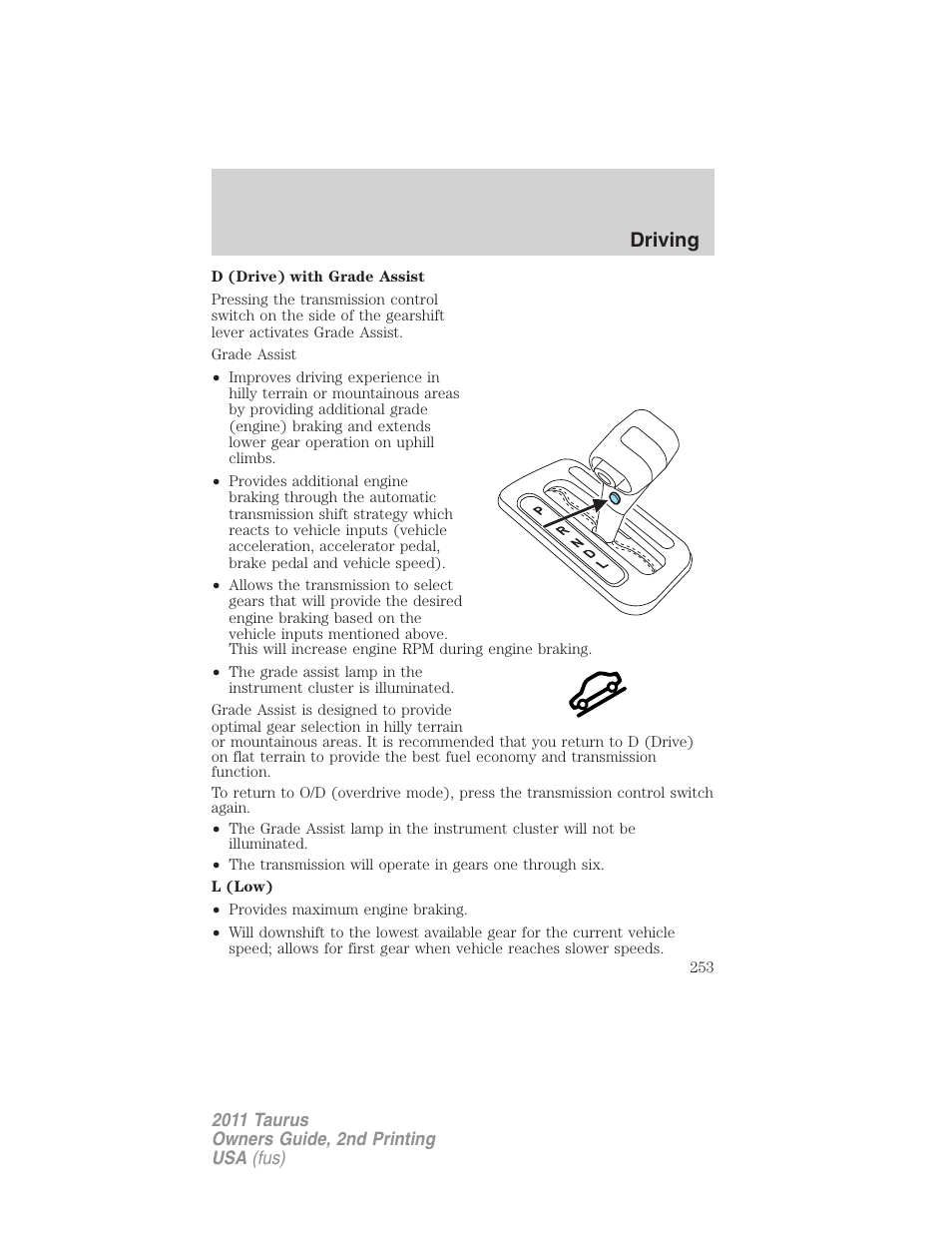 Driving | FORD 2011 Taurus v.2 User Manual | Page 253 / 404