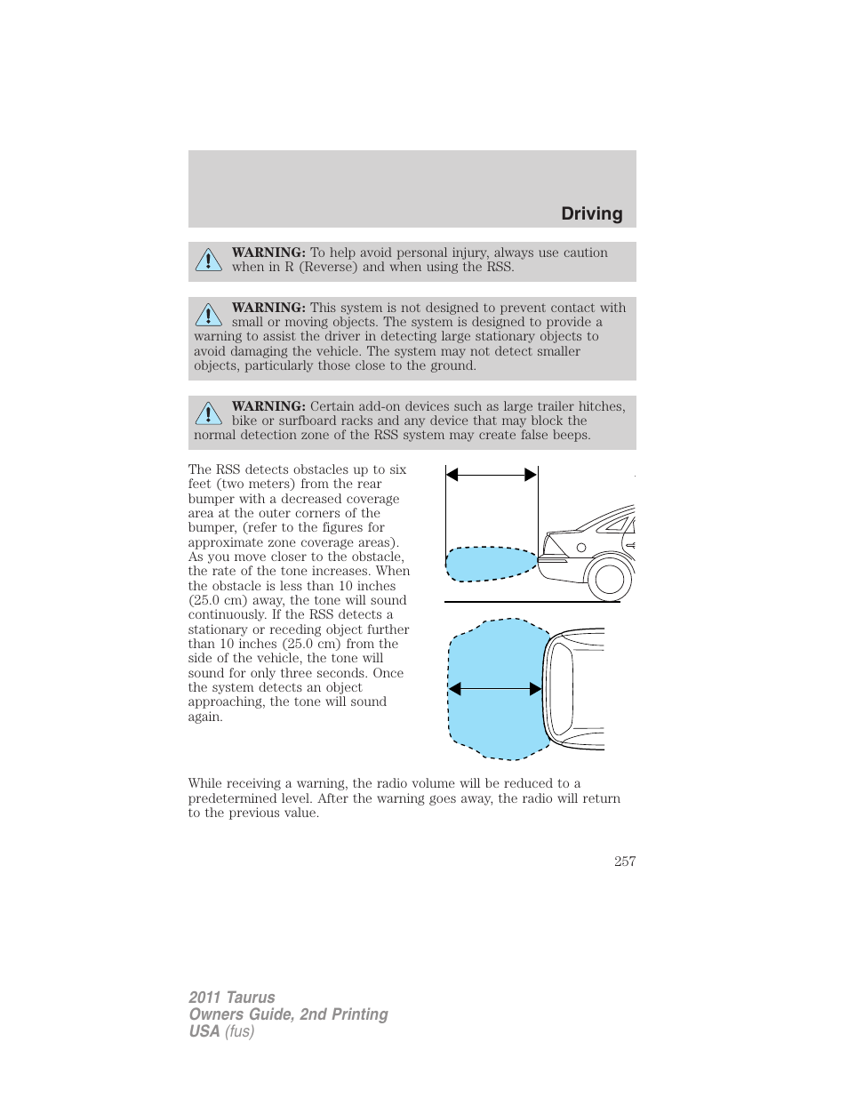 Driving | FORD 2011 Taurus v.2 User Manual | Page 257 / 404