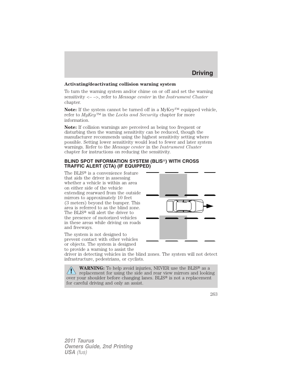 Driving | FORD 2011 Taurus v.2 User Manual | Page 263 / 404