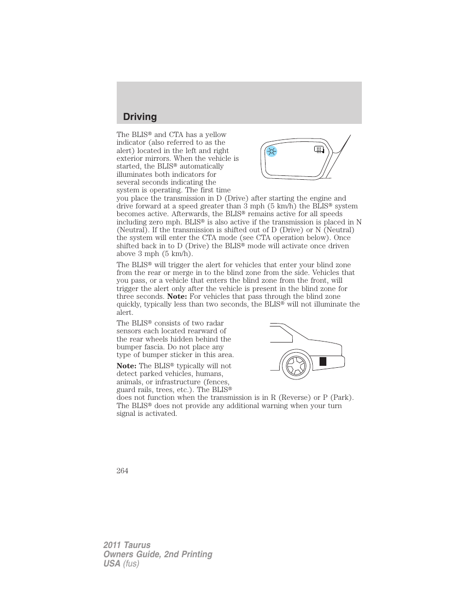 Driving | FORD 2011 Taurus v.2 User Manual | Page 264 / 404