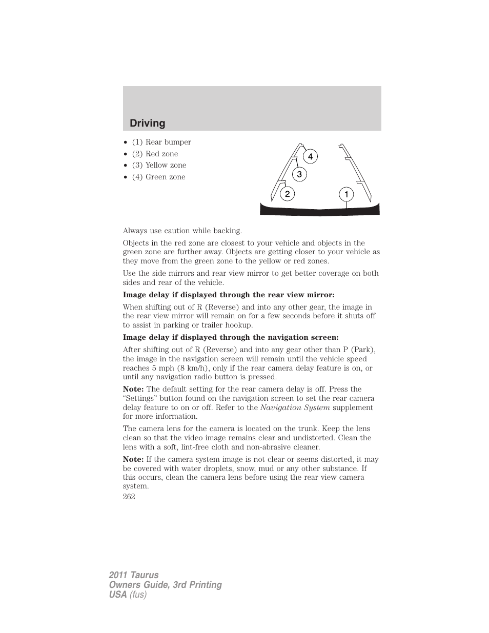 Driving | FORD 2011 Taurus v.3 User Manual | Page 262 / 408