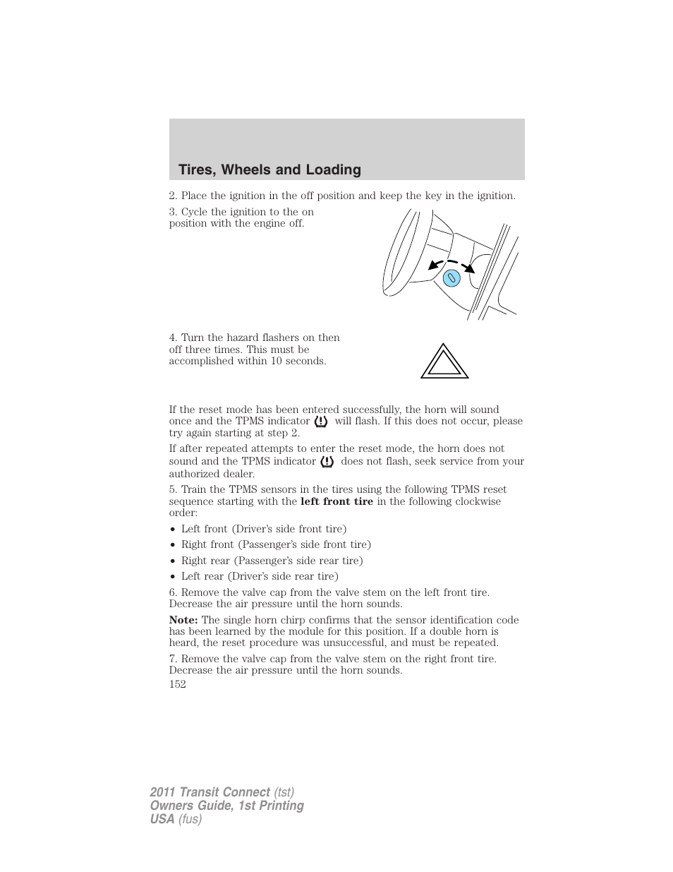 Tires, wheels and loading | FORD 2011 Transit Connect v.1 User Manual | Page 152 / 294