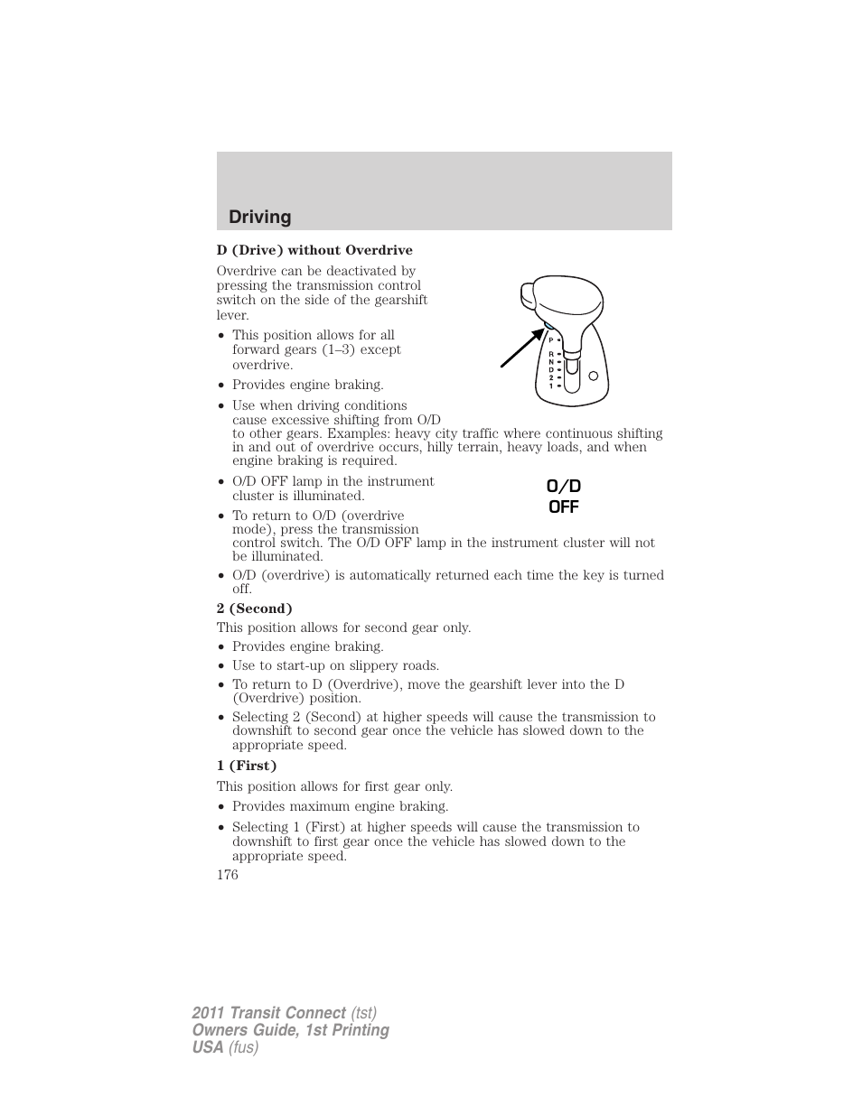 Driving | FORD 2011 Transit Connect v.1 User Manual | Page 176 / 294