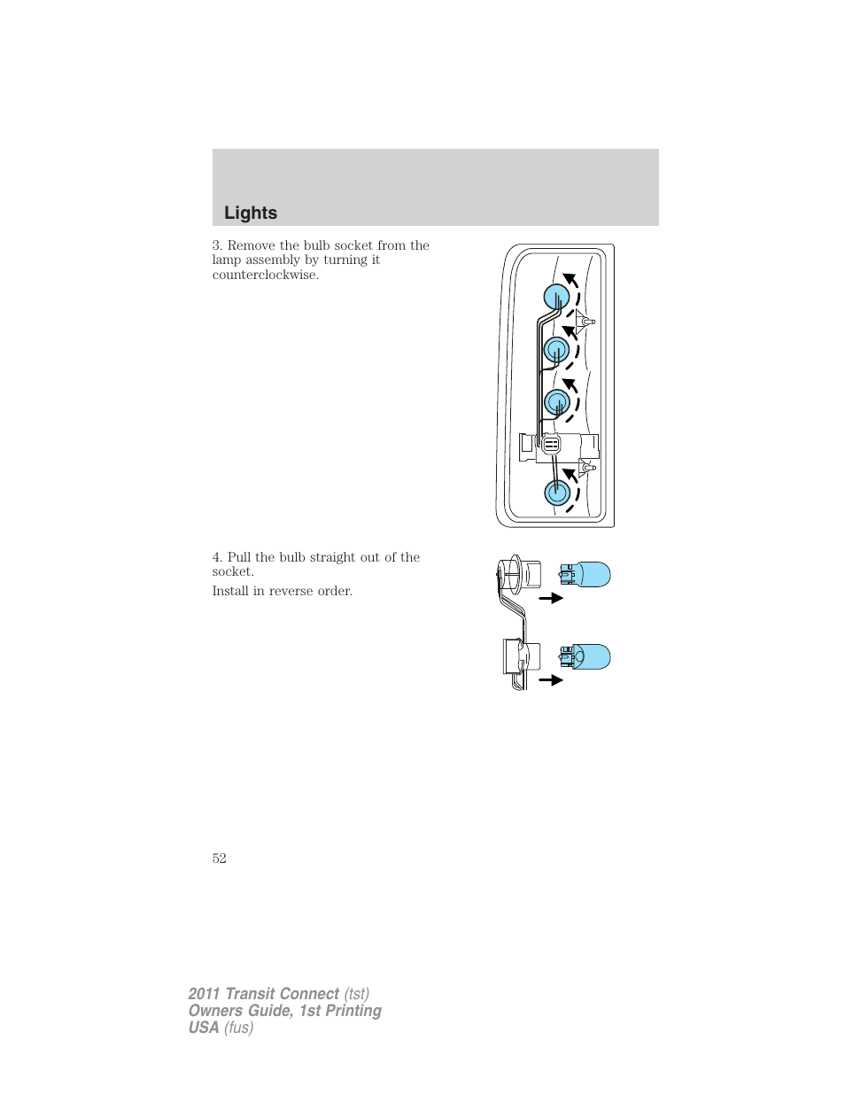 Lights | FORD 2011 Transit Connect v.1 User Manual | Page 52 / 294