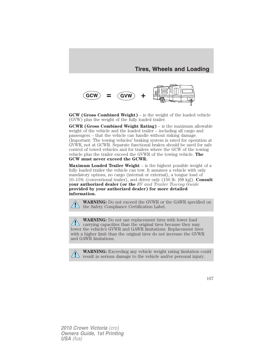 Tires, wheels and loading | FORD 2010 Crown Victoria v.1 User Manual | Page 167 / 306