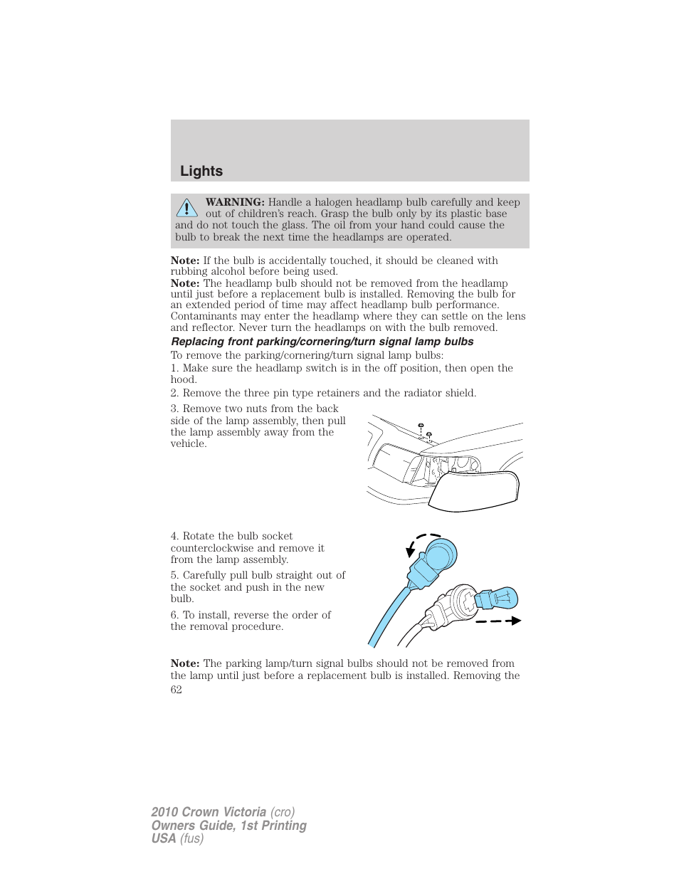 Lights | FORD 2010 Crown Victoria v.1 User Manual | Page 62 / 306