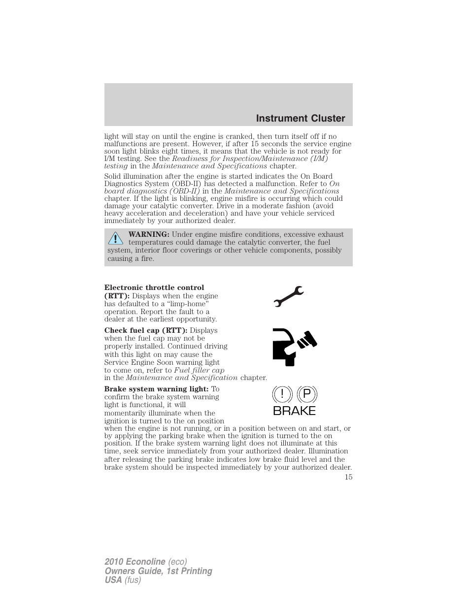 P! brake | FORD 2010 E-450 v.1 User Manual | Page 15 / 324