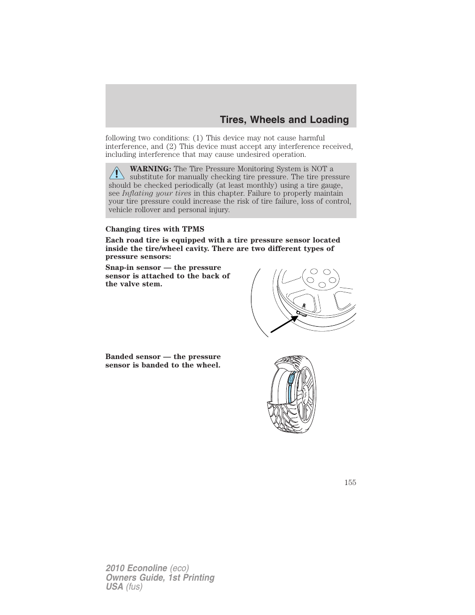 Tires, wheels and loading | FORD 2010 E-450 v.1 User Manual | Page 155 / 324