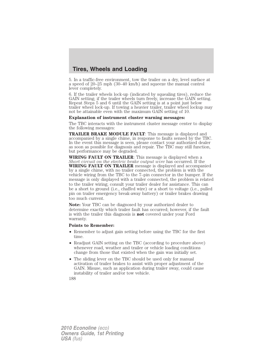 Tires, wheels and loading | FORD 2010 E-450 v.1 User Manual | Page 188 / 324