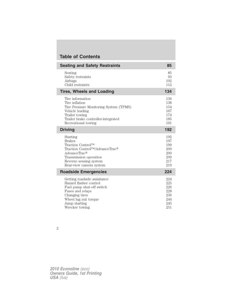 FORD 2010 E-450 v.1 User Manual | Page 2 / 324