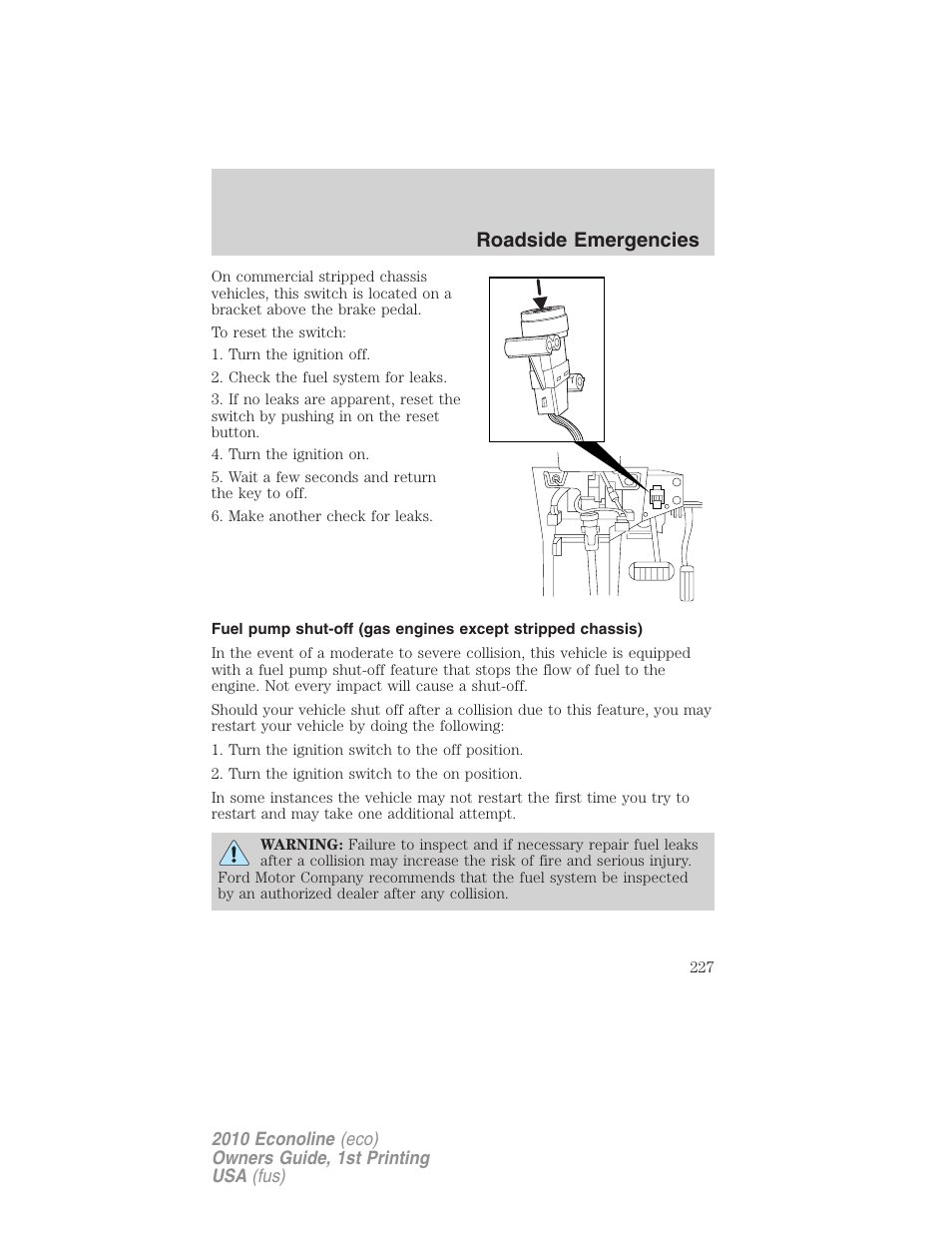 Roadside emergencies | FORD 2010 E-450 v.1 User Manual | Page 227 / 324