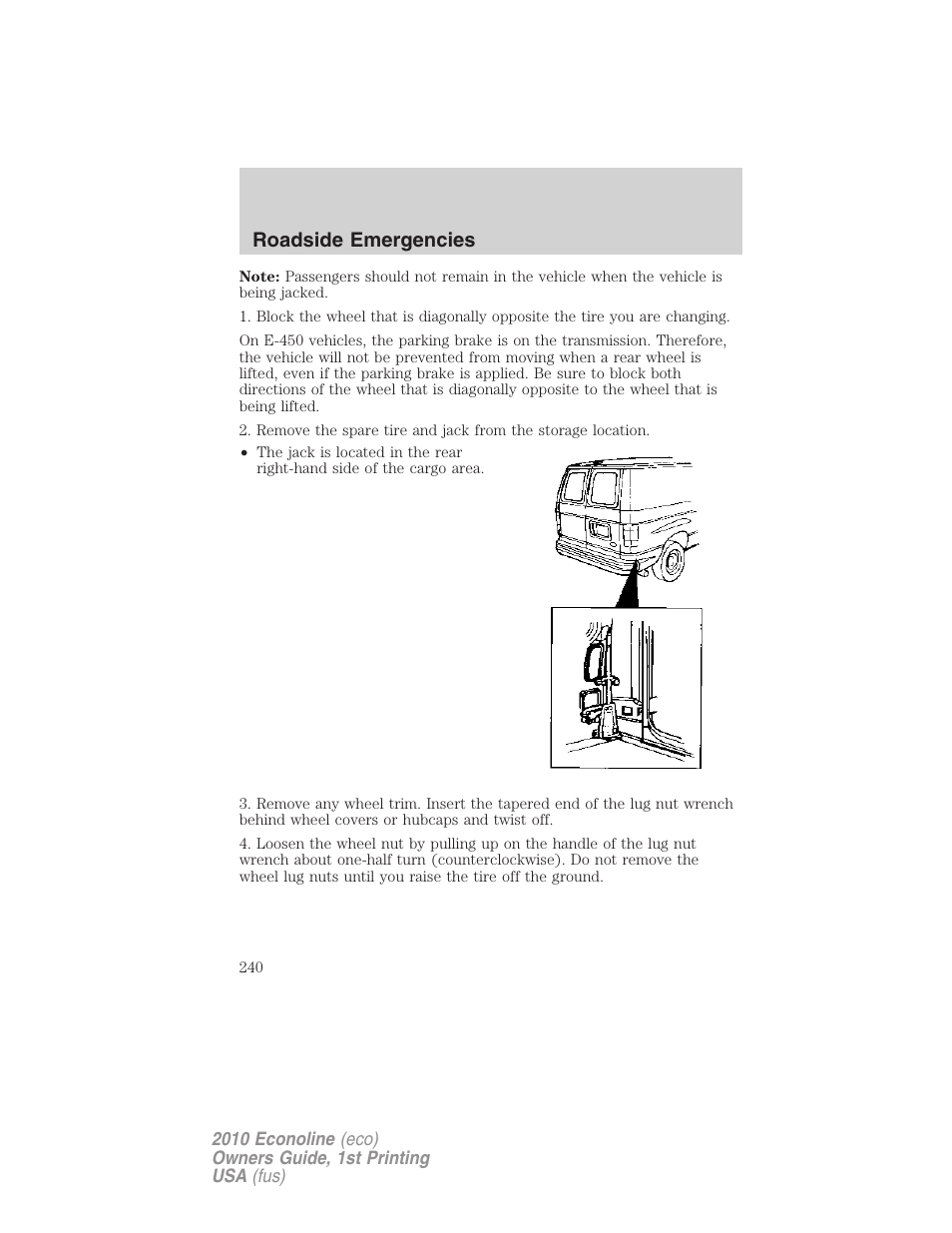 Roadside emergencies | FORD 2010 E-450 v.1 User Manual | Page 240 / 324