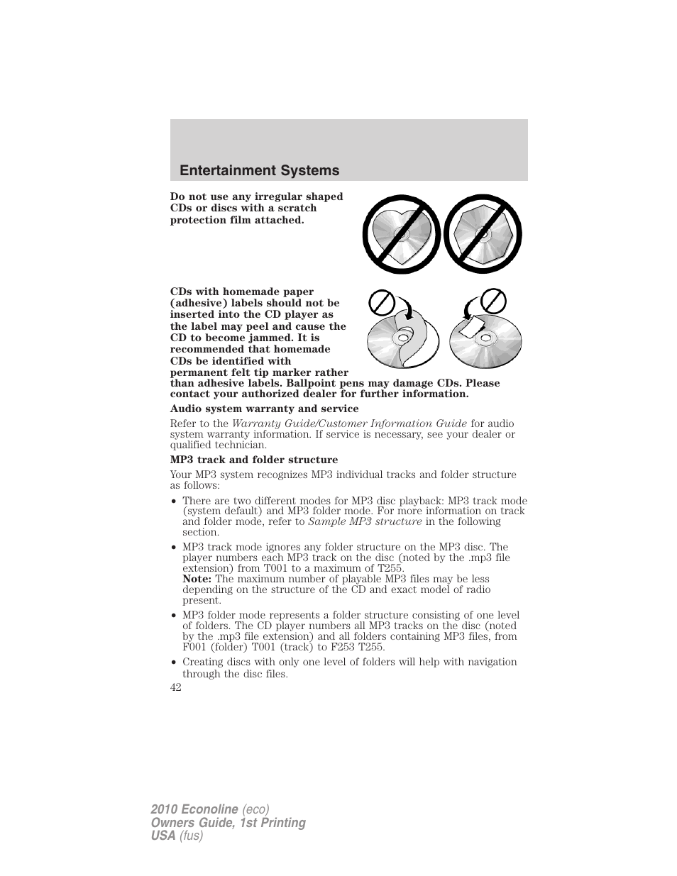 Entertainment systems | FORD 2010 E-450 v.1 User Manual | Page 42 / 324