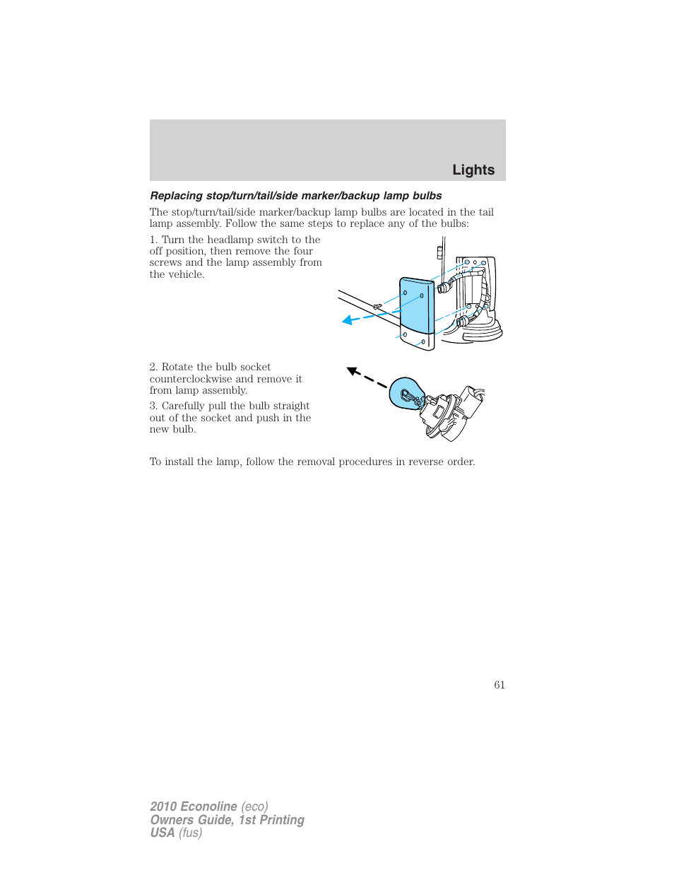 Lights | FORD 2010 E-450 v.1 User Manual | Page 61 / 324