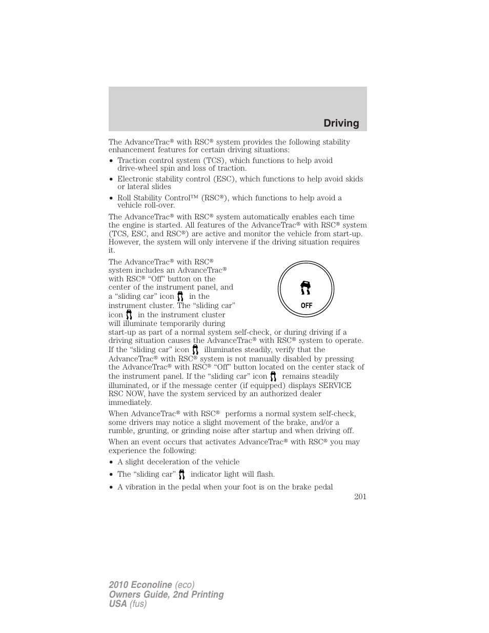Driving | FORD 2010 E-450 v.2 User Manual | Page 201 / 327