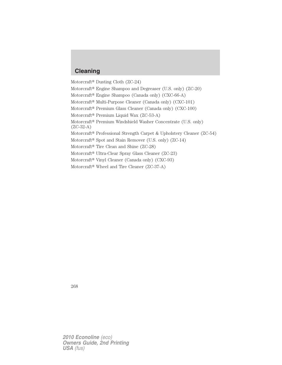Cleaning | FORD 2010 E-450 v.2 User Manual | Page 268 / 327