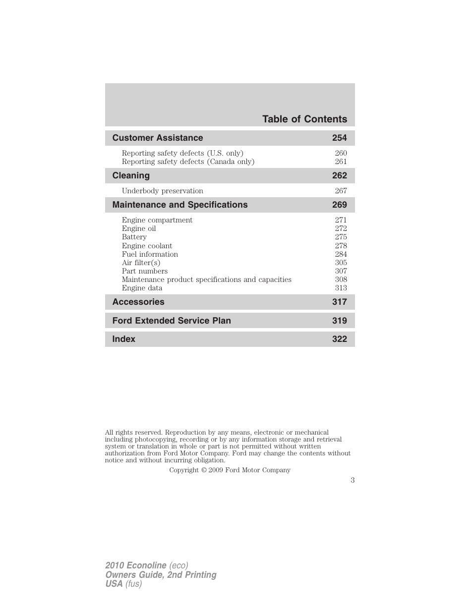 FORD 2010 E-450 v.2 User Manual | Page 3 / 327