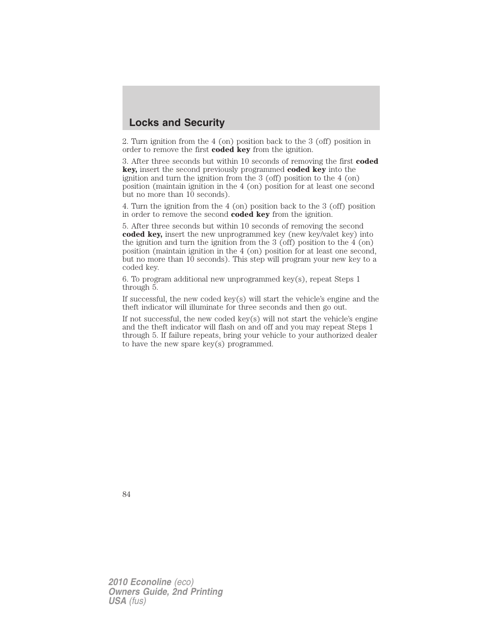 Locks and security | FORD 2010 E-450 v.2 User Manual | Page 84 / 327