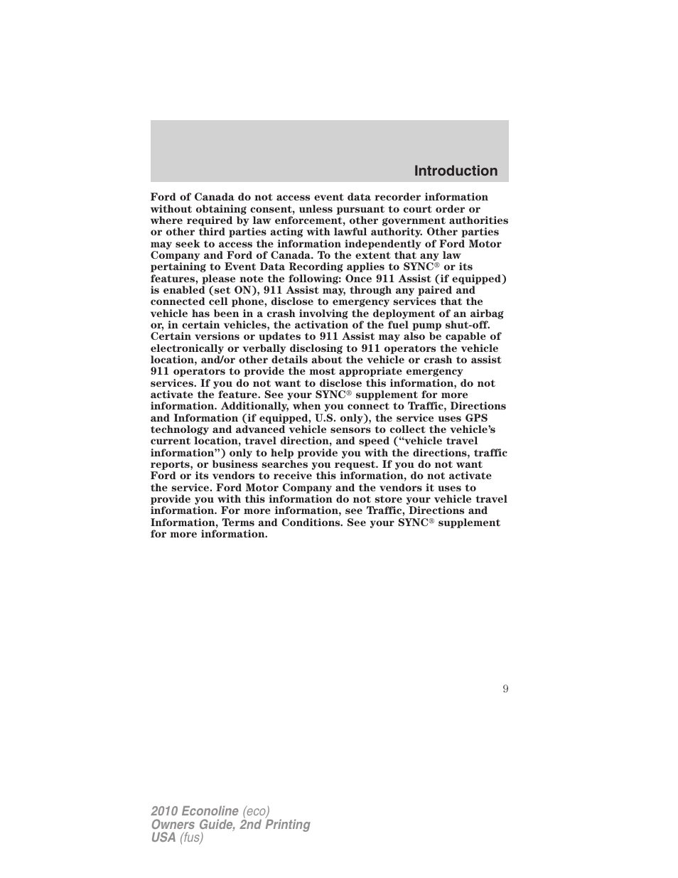 Introduction | FORD 2010 E-450 v.2 User Manual | Page 9 / 327