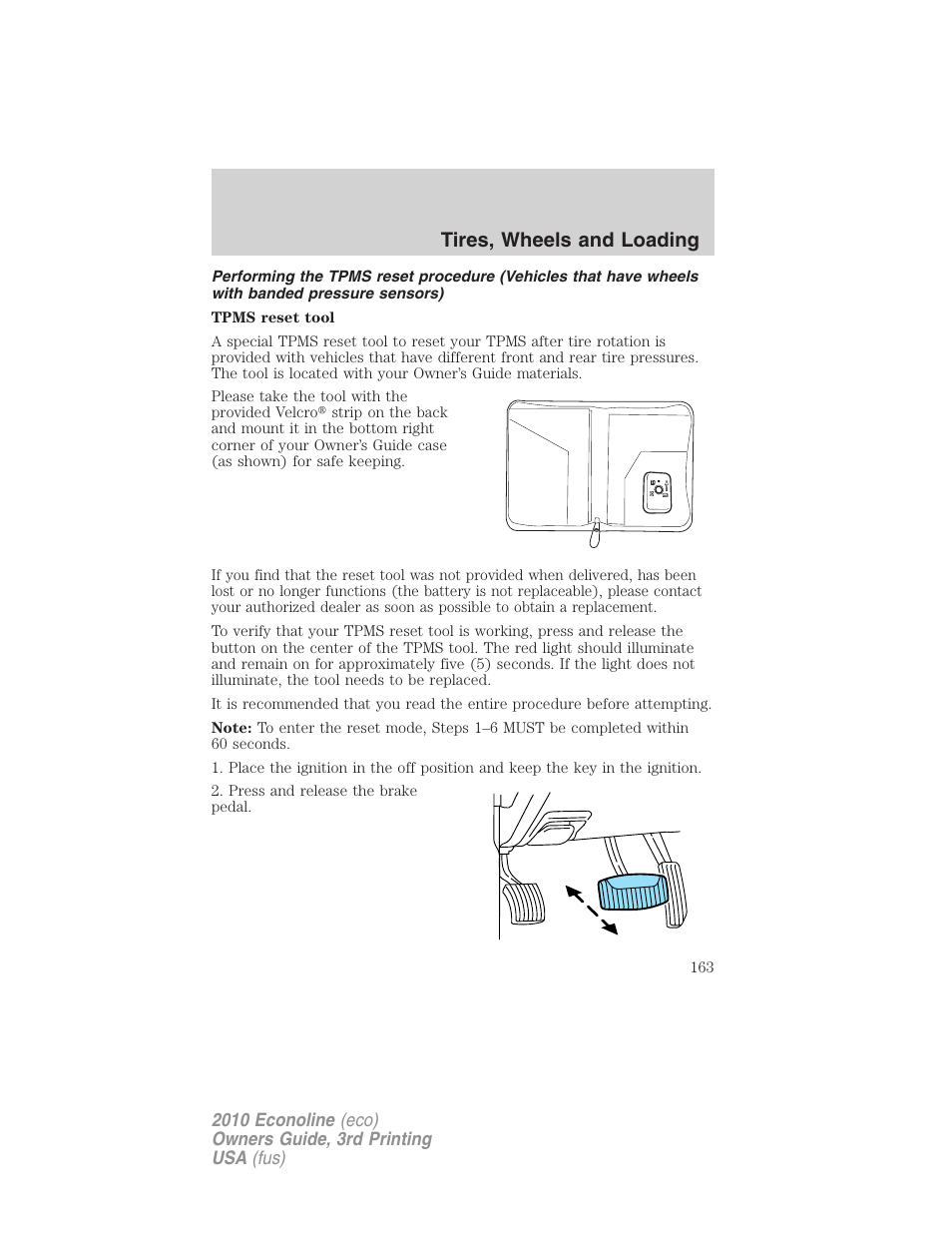 Tires, wheels and loading | FORD 2010 E-450 v.3 User Manual | Page 163 / 327