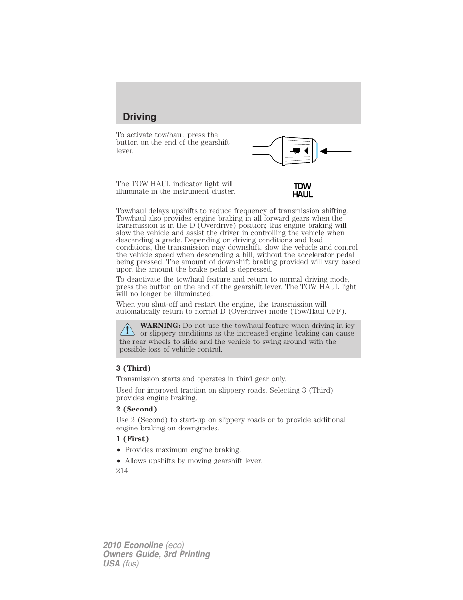 Driving | FORD 2010 E-450 v.3 User Manual | Page 214 / 327