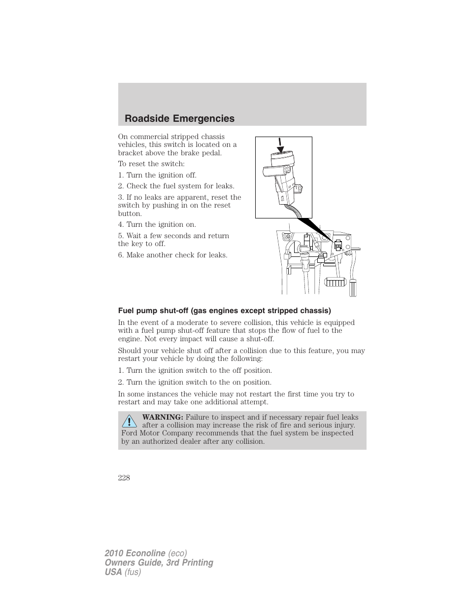 Roadside emergencies | FORD 2010 E-450 v.3 User Manual | Page 228 / 327
