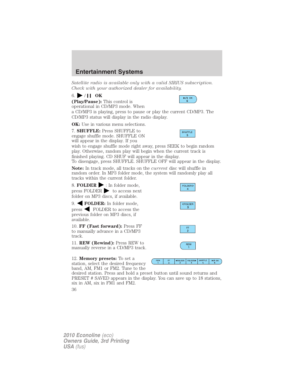 Entertainment systems | FORD 2010 E-450 v.3 User Manual | Page 36 / 327